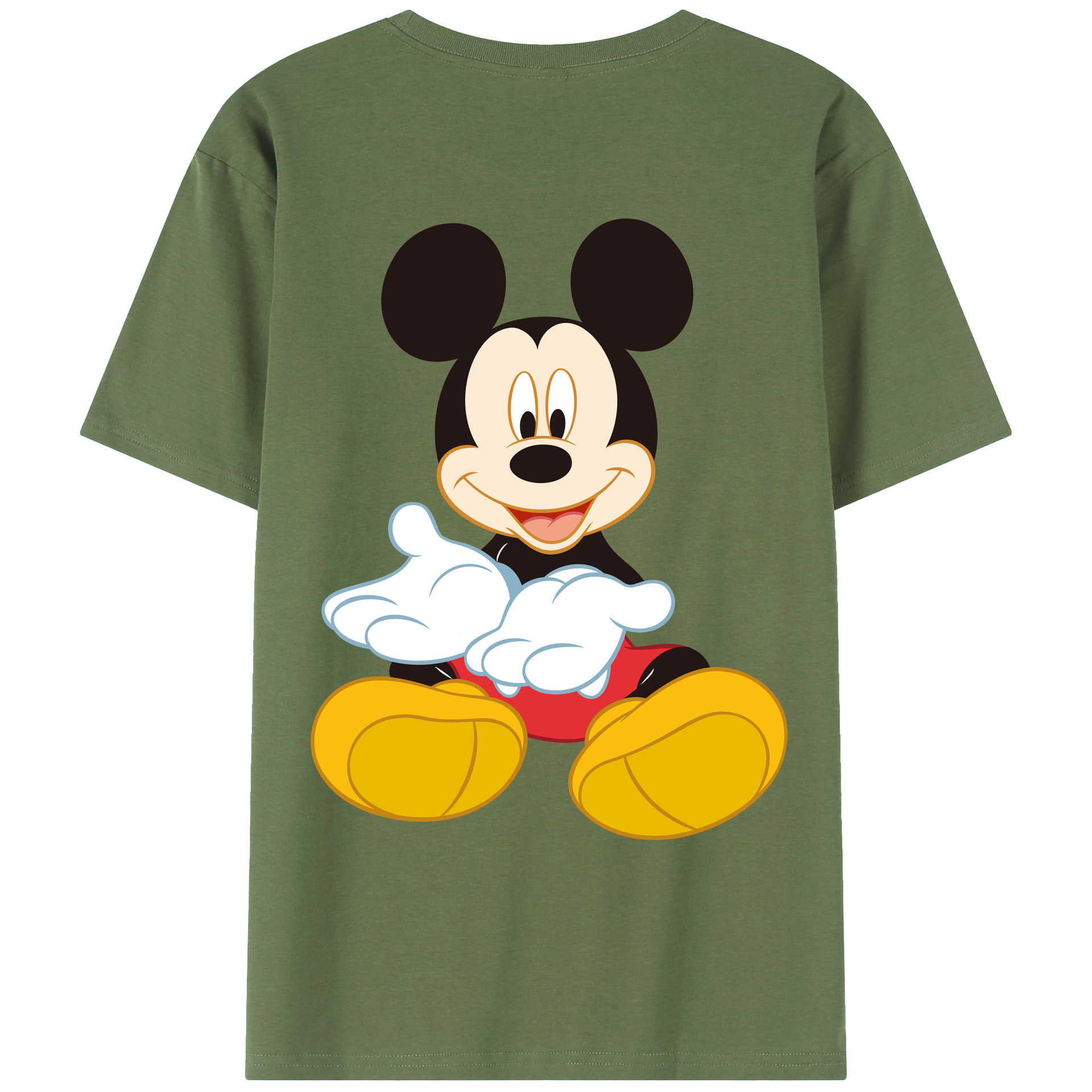 ミッキーマウス Mickey Mouse 綿100％ メンズ半袖Tシャツ（バックプリント） 通気性
